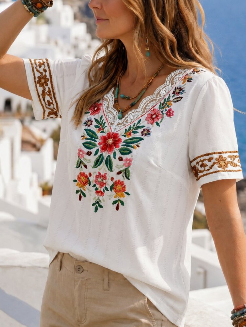 Boho Embroidered Floral Blouse – New With Tags - Picture 4 of 10